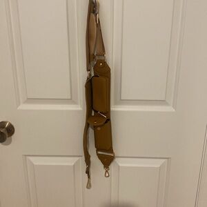 Stylish Tan Vegan Leather Purse Strap wth Multiple Pockets